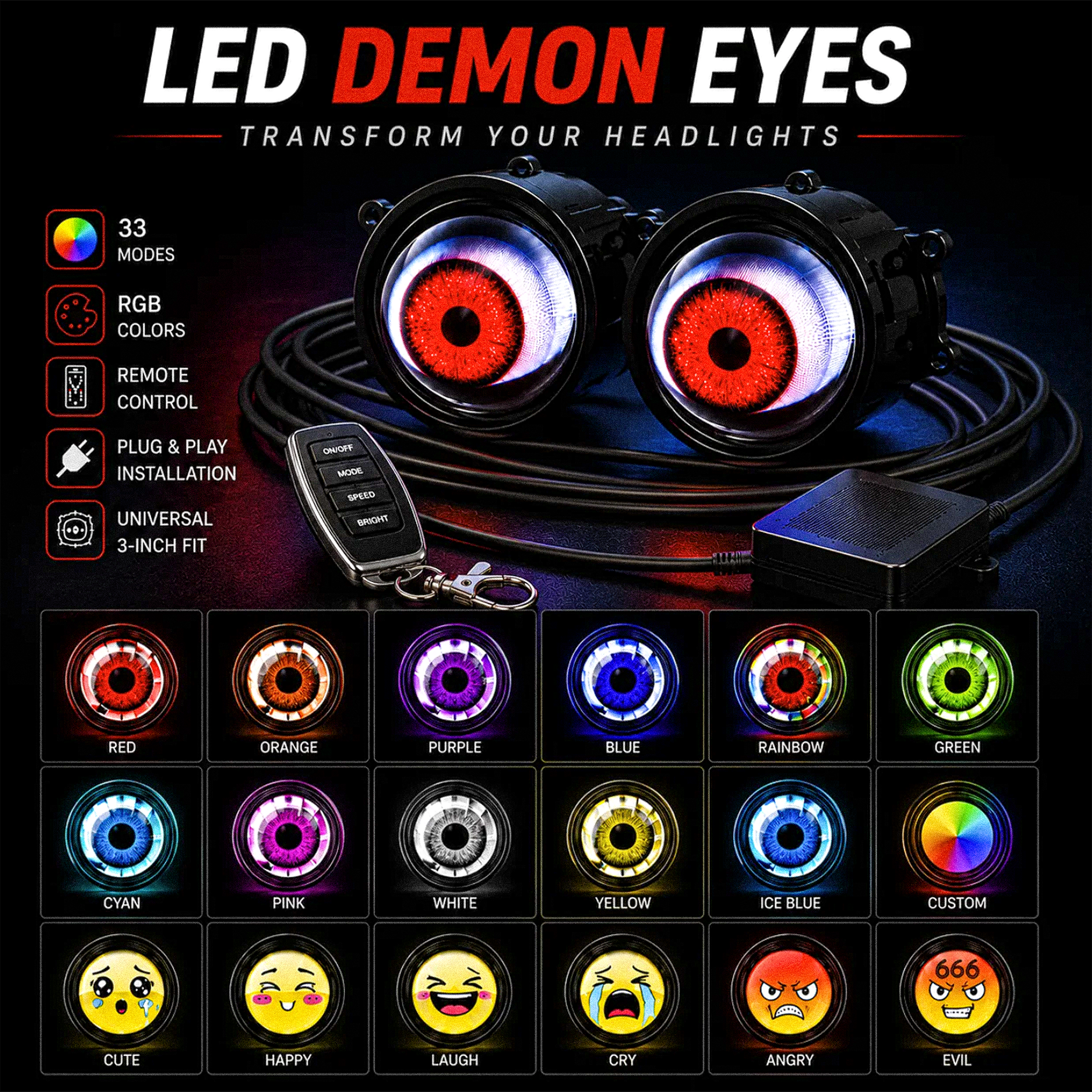 Neon Eyes - RGB Headlight Eyes